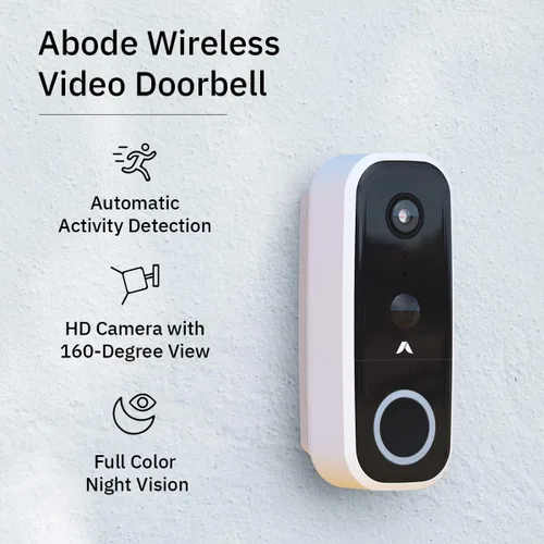Vista 2 de abode Timbre de video inalámbrico y timbre – Cámara HD conectada Wi-Fi todo en uno resistente a la intemperie con timbre de botón pulsador, vista