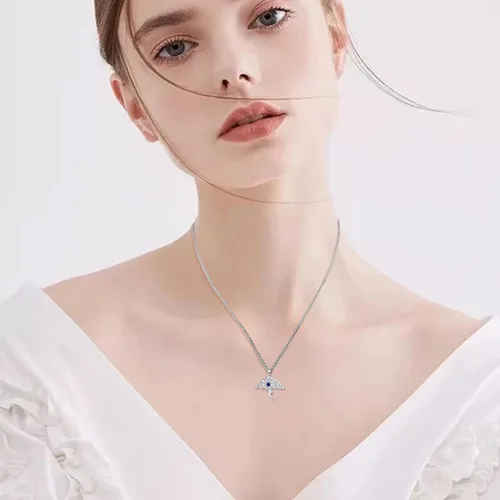Vista 2 de PROESS Regalos de Navidad, collar con dije de amuleto de plata de ley con dije de mal de ojo, estrella de David, collar con dije de amuleto
