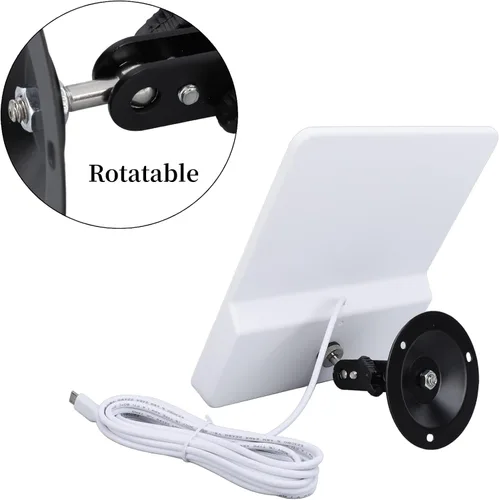 Vista 3 de AUNMAS Panel solar monocristalino de 20 W para cámara de seguridad al aire libre, 5 V, impermeable, ajustable, montaje en pared con cable de 9.8 pies
