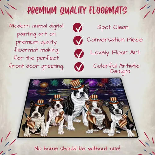 Vista 5 de Doggie of the Day Boston Terrier Dogs Floor Mat - 4th of July Independence Day - Best Dog Doormat - Protector Decor - Unique Portrait Art - Premium
