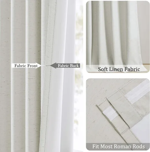 Vista 4 de UHITECH Cortinas opacas de 35 pulgadas de largo para sala de estar, 2 paneles, cortina opaca corta para cocina para ventanas pequeñas, cortinas
