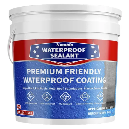 Vista 10 de Pintura de poliuretano impermeable negra, 1 galón, revestimiento sellador impermeable para techos planos y metálicos, fundaciones, concretos