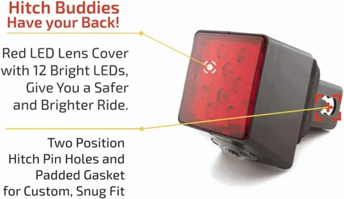 Vista 3 de Cubierta de Enganche de Remolque Compatible con Ford de 2 Pulgadas con Proyector LED Luz de Charco/Luz de Marcha - una Cubierta de Enganche