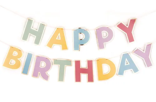Vista 2 de PapaKit Bundle - Pancarta de feliz cumpleaños, decoración de pastel con números de edad personalizables, abanicos de papel de decoración de pared