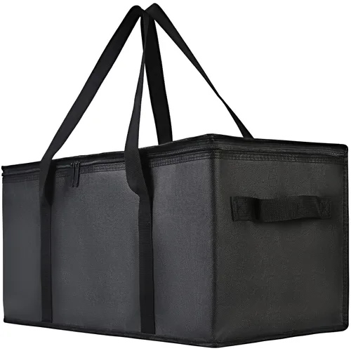 Vista 35 de Bodaon Bolsa de entrega de pizza aislada, 20" x 20" x 8" bolsas calentadoras de pizza para mantener caliente, bolsa aislada para entrega de Negro