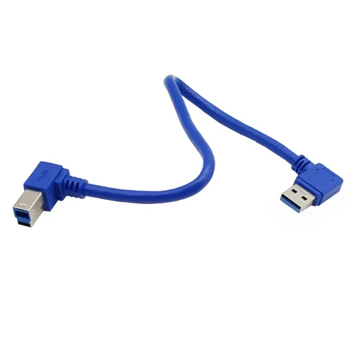 Vista 5 de Seadream Cable de impresora USB3.0 en ángulo; 1 pie/11.8 in SuperSpeed USB 3.0 A enchufe macho de 90 grados en ángulo izquierdo a USB 3.0 B macho