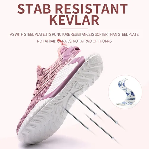 Vista 3 de MAIZUN Zapatos con punta de acero para mujer, ligeros, zapatos de trabajo de seguridad, indestructibles, antideslizantes, zapatos de punta compuesta