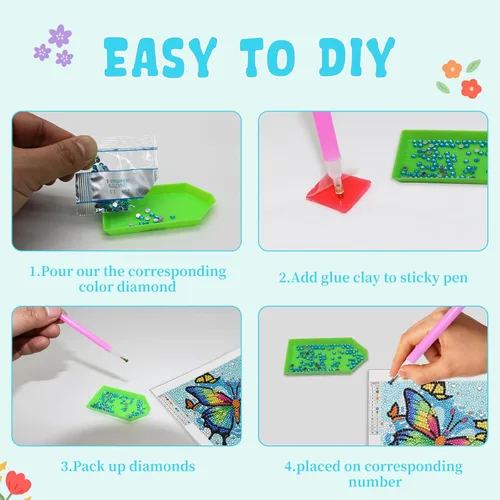 Vista 5 de Libfx Kits de arte de diamantes para niños, 4 piezas de arte de diamantes para niñas, niños, principiantes, artes y manualidades para niños de 8 a