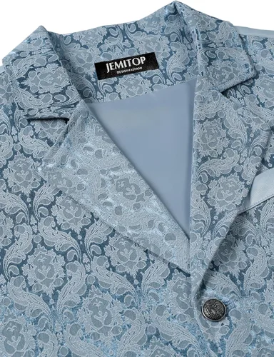 Vista 4 de JEMITOP Chaleco de traje jacquard vintage para hombre Azul cielo