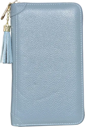 Vista 2 de Easyoulife - Monedero de cuero con cremallera, billetera portatarjetas para mujer, bloqueo RFID
