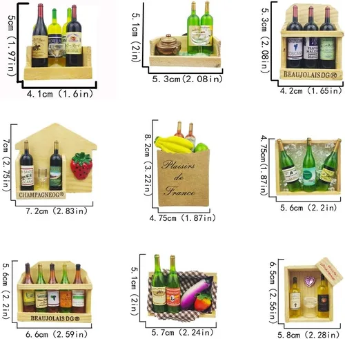 Vista 4 de 10 unids/set creativo estereoscópico botella de vino serie nevera imán nevera etiqueta magnética Home Deco imán accesorios de cocina (madera)