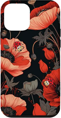 Vista 16 de Poppy Flower Ladybug Red & Black Pattern Case for iPhone 17