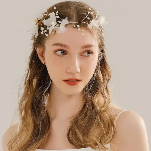 Vista 2 de Tocado de elfo de novia de flores, accesorios para el cabello, diadema de hadas, joyería para mujer