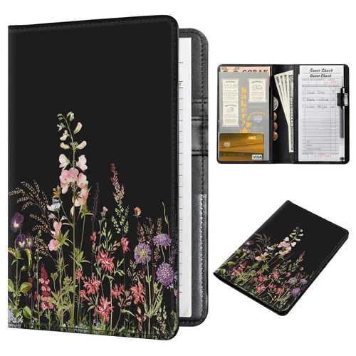 Vista 9 de CoBak Libreta para servidores de alta calidad: organizador de cartera de camarero de 5.12 x 7.91 pulgadas en piel auténtica, con 8 bolsillos