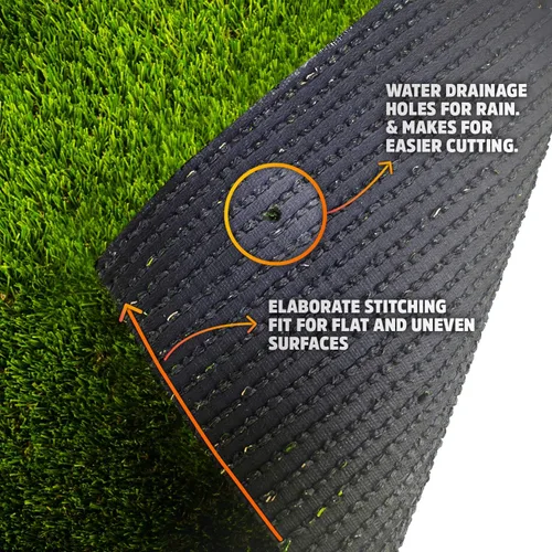 Vista 3 de Alfombra de césped artificial realista, alfombras para uso en interiores y exteriores, altura del pelo de 1.25 pulgadas, suaves y frondosas