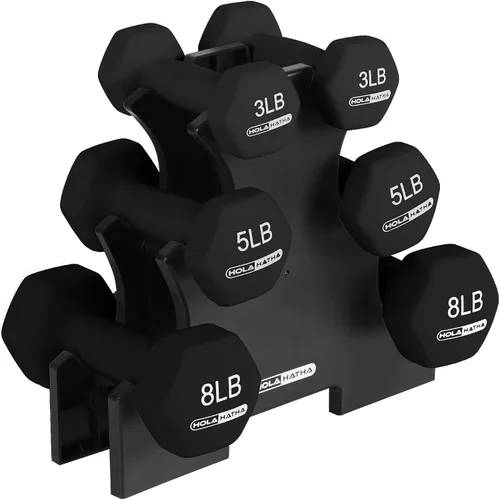 Vista 31 de HolaHatha 1, 2 and 3 lb Neoprene Dumbbell Strength Training Weight Set with Rack