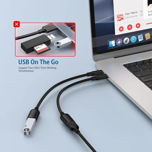 Vista 4 de Cable adaptador USB a USB C tipo C OTG cable para iPhone 17e 17 Pro Max 17 Pro 17 Air 16 Plus 15, USB A hembra a USB C macho OTG cable adaptador