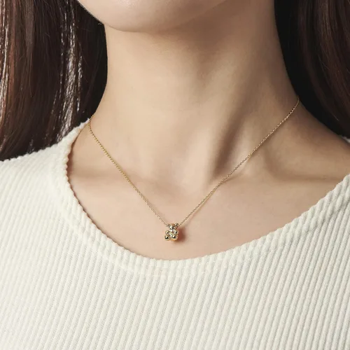 Vista 4 de MaLove Encantador collar con colgante inspirador de oso de peluche, hecho a mano, chapado en oro, regalo de joyería para mujer, Metal