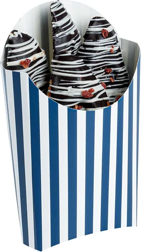 Vista 10 de Restaurantware Bio Tek - Taza de papas fritas desechables de 4.7 x 3.5 x 5.1 pulgadas, 100 vasos desechables para refrigerios, papel azul y blanco