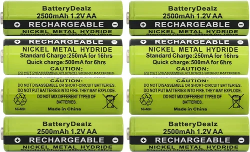 Vista 2 de Baterías recargables AA NiMH de alta capacidad 2500 mAh, 1.2 V, recargables hasta 500 veces (4 unidades)