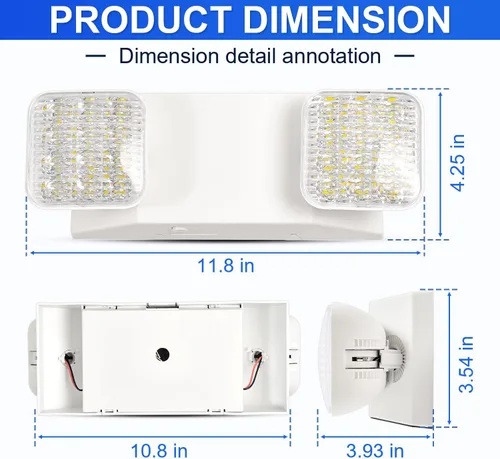 Vista 7 de Luces de emergencia LED con batería de respaldo, CA 120/277V, UL 924