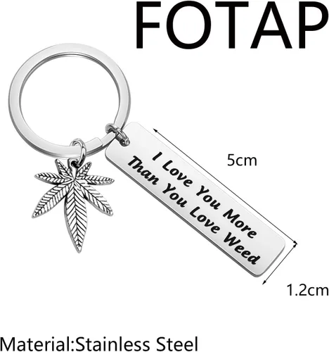 Vista 2 de FOTAP 420 regalo de joyería de marihuana con texto en inglés "I Love You More Than You Love", llavero de marihuana para novio (marihuana s), acero