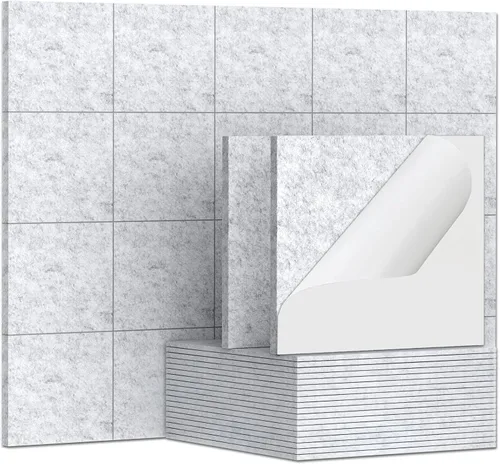 Vista 10 de TroyStudio 20 piezas de paneles acústicos autoadhesivos - Paneles absorbentes de sonido de 12 x 12 x 0.32 pulgadas, paneles de sonido decorativos