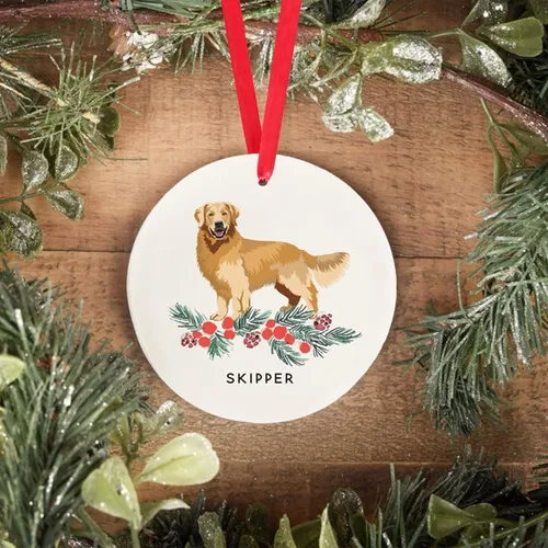 Vista 19 de Adorno personalizado para perro, adorno de Navidad personalizado Golden Retriever, regalos personalizados para amantes de las mascotas, regalos