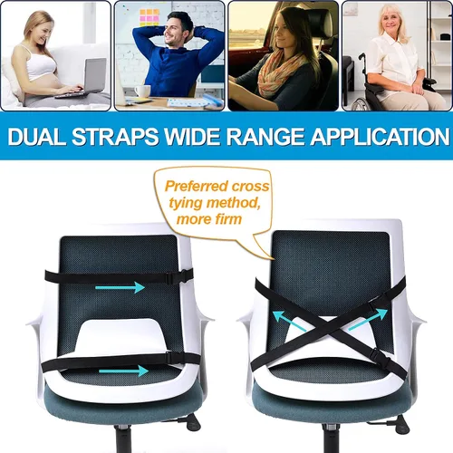 Vista 5 de Cojín de asiento para el coxis y almohada de apoyo lumbar para silla de oficina, vehículo, silla de ruedas de espuma viscoelástica, cojín