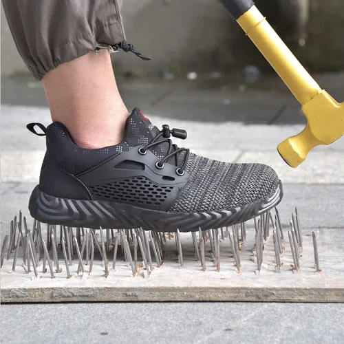 Vista 56 de SUADEX Zapatos deportivos con punta de acero para hombres y mujeres, indestructibles, ligeros, cómodos, antideslizantes, puntera compuesta