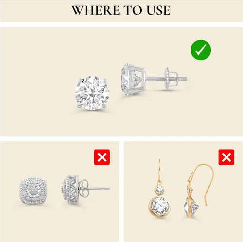 Vista 8 de Everyday Elegance Pendientes sólidos de oro blanco de 14 quilates con dos piezas de repuesto para parte trasera de arete Tornillo roscado