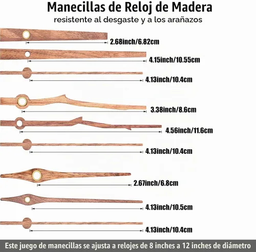 Vista 3 de Mudder Kit de movimiento de reloj de eje largo de 3 piezas, manecillas de Puntero marrón