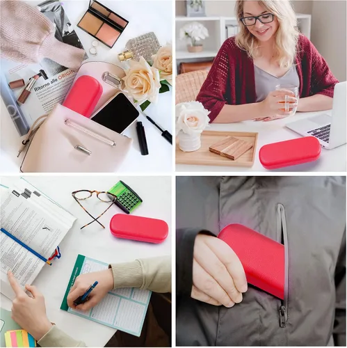 Vista 7 de molshine Estuche rígido de piel sintética para gafas, estuche portátil de viaje para hombres, mujeres, niñas, viajes, estudio, trabajo