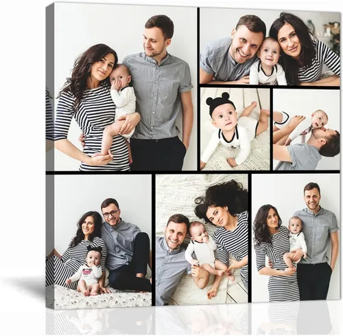 Vista 10 de Personaliza tus fotos sobre lienzo, impresiones artísticas personalizadas para pared, fotos familiares, de boda, bebé, mascota, collage de múltiples