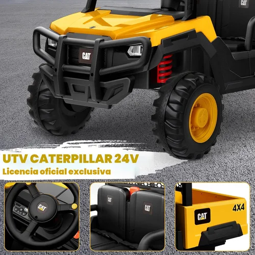 Vista 2 de ANPABO Camión volcador Caterpillar con licencia, juguete de 24V con control remoto para padres, 4WD motores potentes, hasta 5 mph, amortiguadores