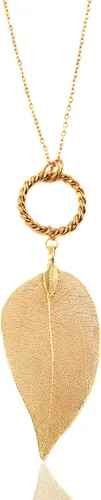 Vista 10 de Joyas de hoja de oro rosa y plata para mujer. Pendientes de hoja natural y collares circulares colgantes. Elegantes conjuntos de joyas colgantes.