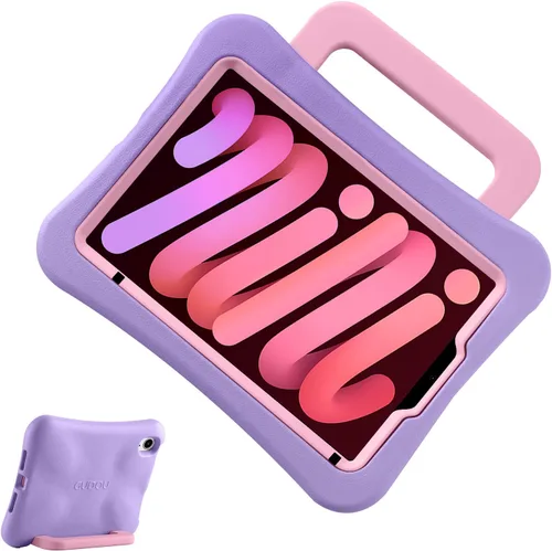 Vista 16 de Funda para Niños para iPad mini 7 (A17 Pro) 2024/iPad Mini6 2021, Peso Ligero Resistente/A Prueba de Golpes/A Prueba de Caídas con Asa/Soporte