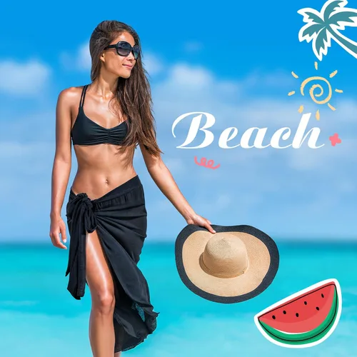 Vista 2 de Vabean 3 piezas de traje de baño de playa para mujer, pareo largo de verano, falda envolvente, traje de baño, traje de baño, bikini para mujeres