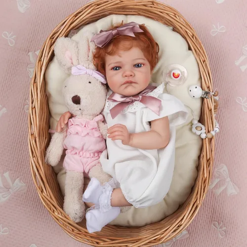 Vista 5 de WOOROY - Muñecas Reborn realistas para bebé niña de 20 pulgadas, muñecas recién nacidas con cabello rojo y ojos abiertos, cuerpo de tela