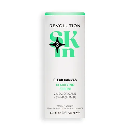 Vista 7 de Revolution Skin, Clear Canvas - Suero facial aclarante de 5% niacinamida y 2% ácido salicílico, ayuda a un tono uniforme de la piel, vegano y libre