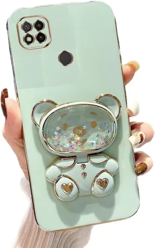 Vista 91 de Miagon Bear - Funda con soporte para espejo para Xiaomi Redmi A1, Quicksand Glitter Electroplated Soft TPU Protector Slim a prueba de golpes