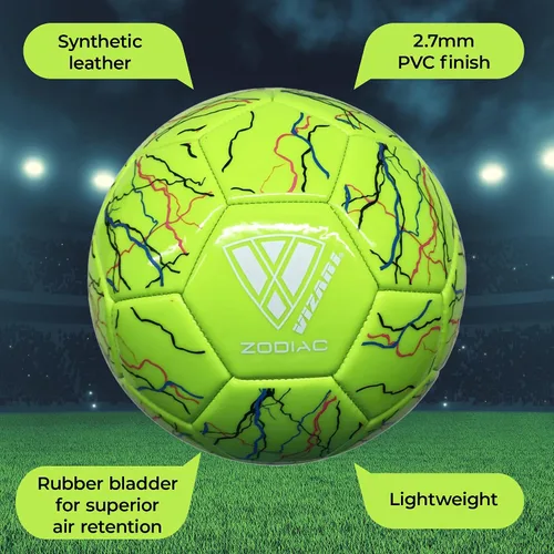 Vista 6 de Vizari Zodiac Balón de fútbol para entrenamiento al aire libre y juego divertido Pelota de fútbol al aire libre con vejiga de goma y cuero