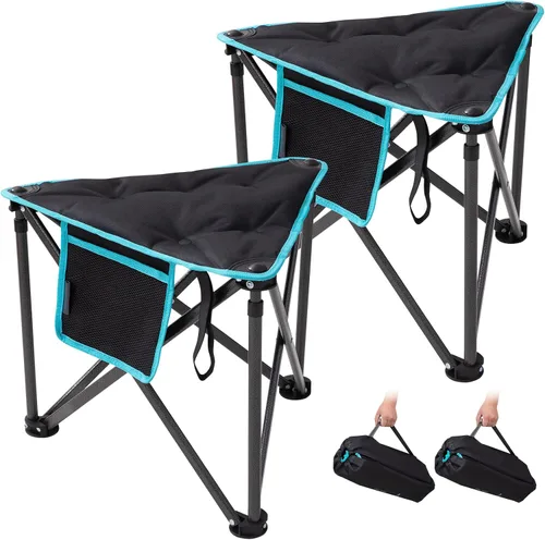 Vista 7 de FUNDANGO Taburete trípode plegable, silla de pesca portátil ligera con asiento acolchado grueso, 440 libras, sillas de campamento al aire libre
