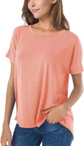 Vista 10 de Herou Camiseta Casual de Verano de Manga Corta Estilo Alto-Bajo Holgada Camisetas Básicas para Mujeres
