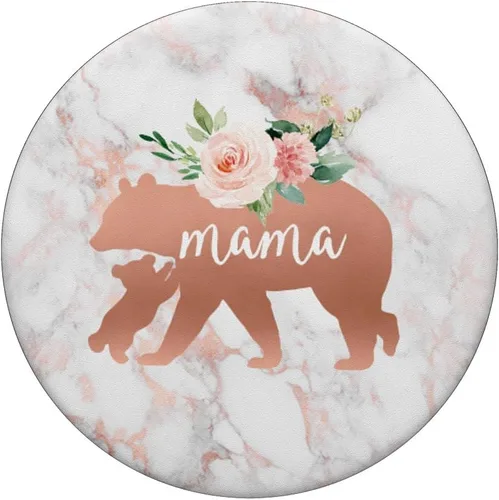 Vista 3 de Mama Bear - Cubo de bebé, diseño floral de mármol rosa, para teléfonos y tabletas, Negro