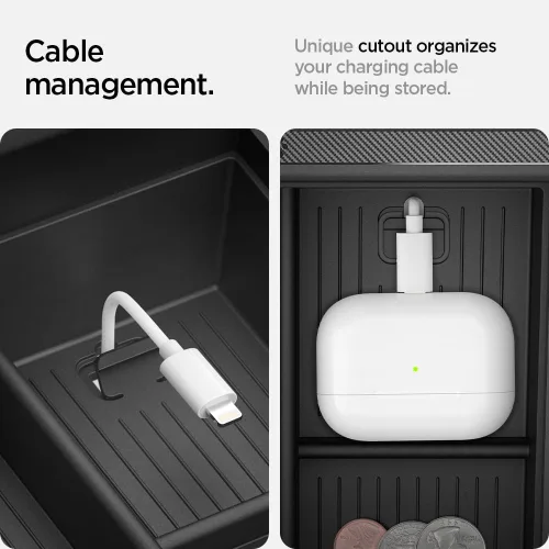 Vista 6 de Spigen Bandeja Organizadora de Consola Diseñada para Tesla Model X & S 2025/2024/2023 (Edición Carbono)