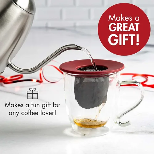 Vista 6 de Primula - Filtro de café para taza individual, calce casi universal, ideal para viaje, ecológico, reutilizable, filtro de malla fina, apto