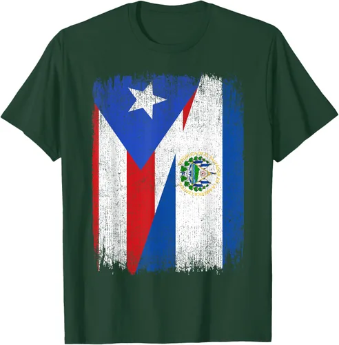 Vista 48 de Camiseta Half Puerto Rico El Salvador Flag Orgullo Salvadoreño Roots
