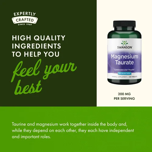 Vista 5 de Swanson Suplemento de apoyo óseo y muscular de taurato de magnesio para adultos activos que buscan magnesio diario - 100 mg por tableta