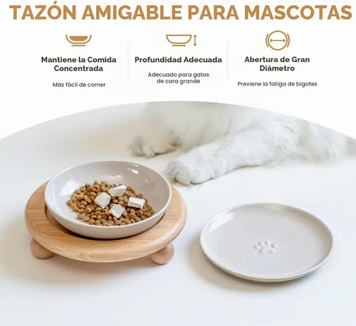 Vista 5 de Havniva Cuencos elevados para gatos, juego de cuencos de comida y agua para Latte Vintage